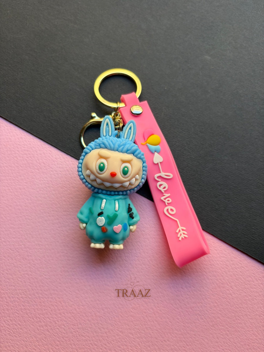 Blue LABUBU keychain