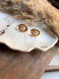 Hammered Pearl Oval Earring