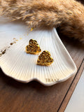 Embossed Gold Heart Earring