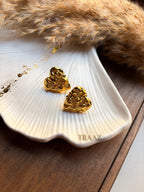 Embossed Gold Heart Earring