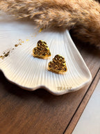 Embossed Gold Heart Earring