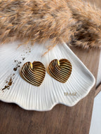 Ribbed Gold Heart Earring