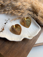 Ribbed Gold Heart Earring