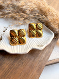 Rounded Square Gold Earring