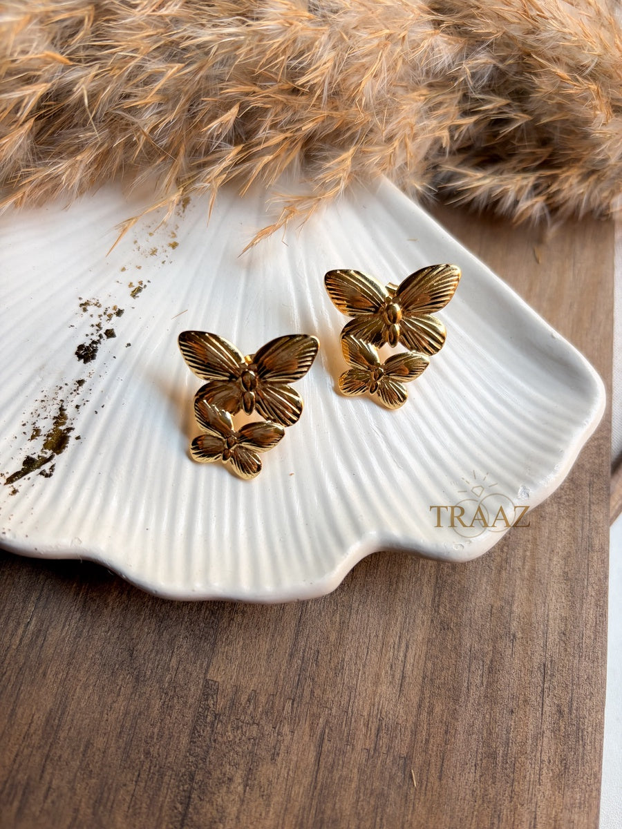 Golden Butterfly Duo Earring