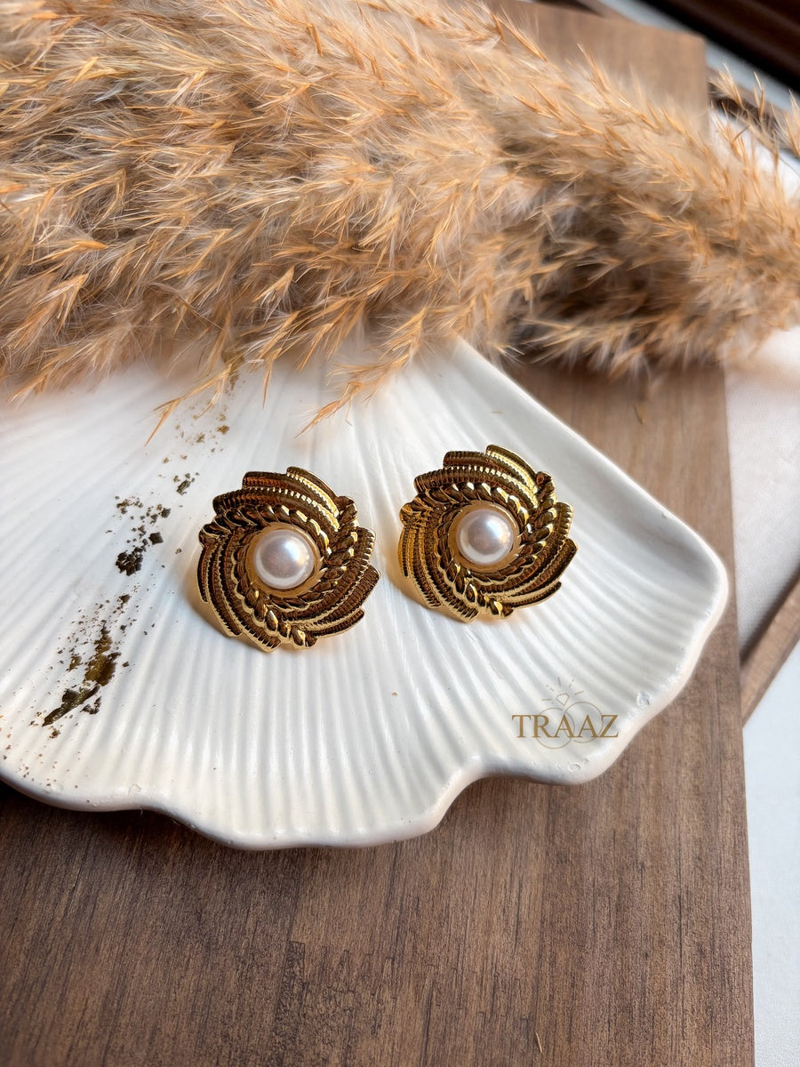 Layered Pearl Gold Earring