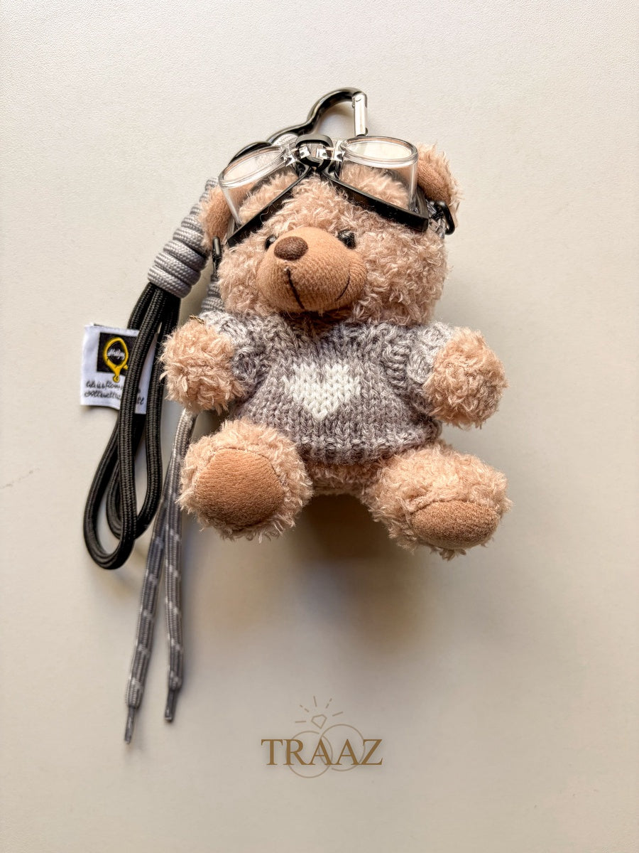 Aviator Teddy Charm – Warm Grey