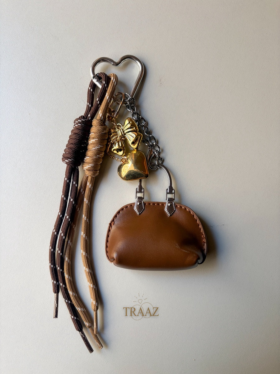 Golden Love Cocoa Brown Mini Bag Charm