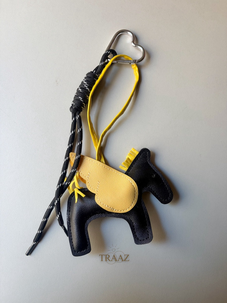 Winged Horse Black & Yellow Mini Charm