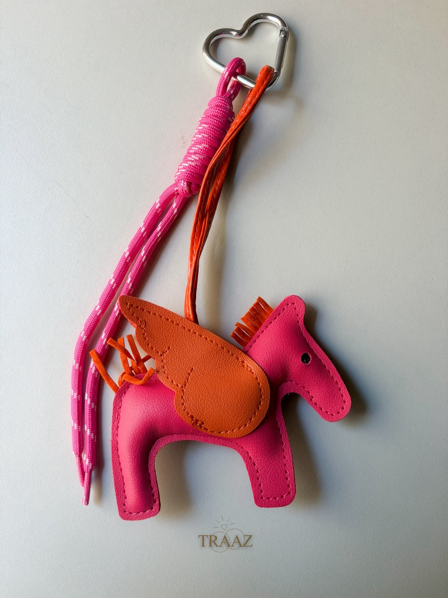 Winged Horse Pink & Orange Mini Charm