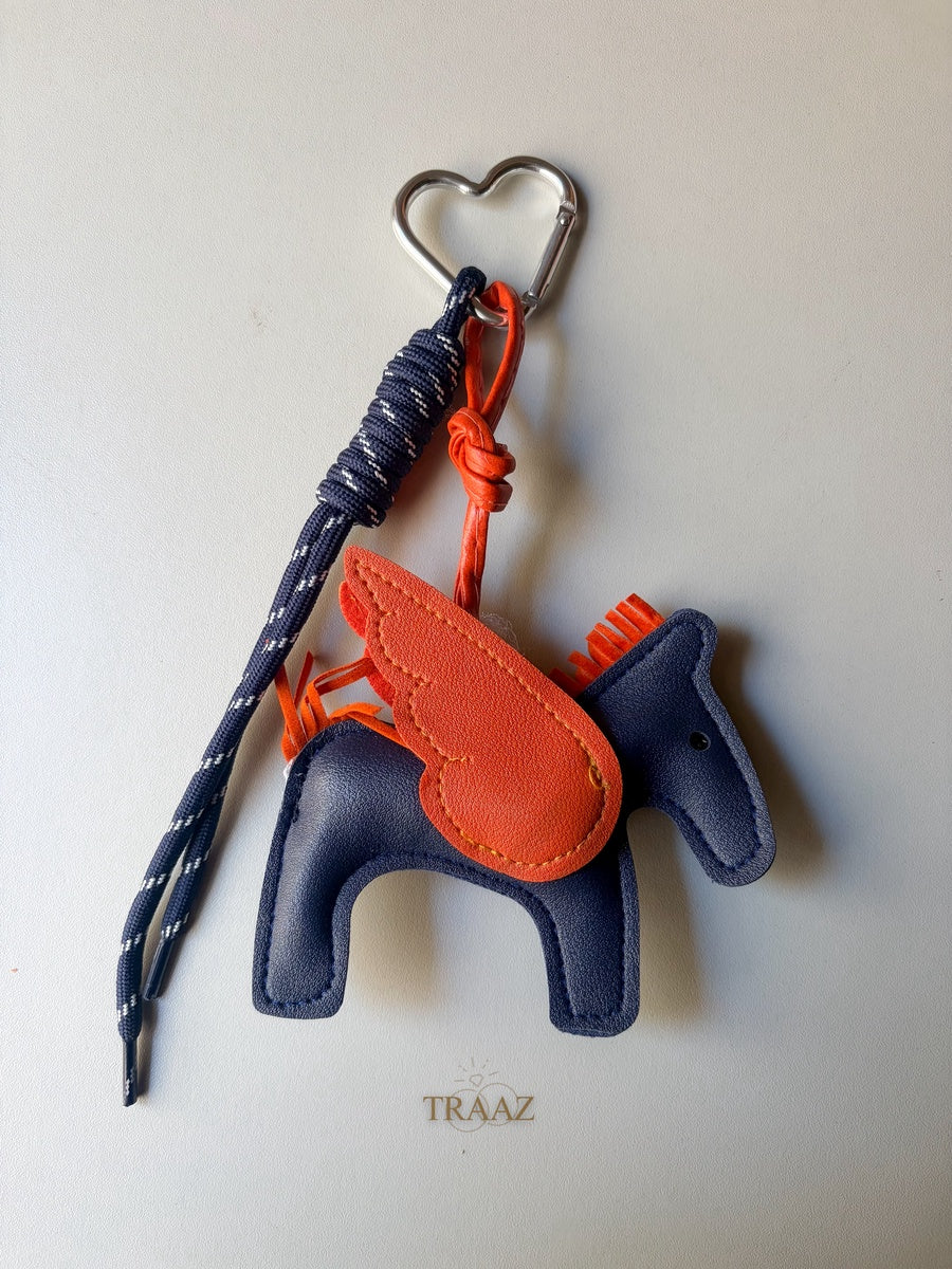 Winged Horse Navy & Orange Mini Charm