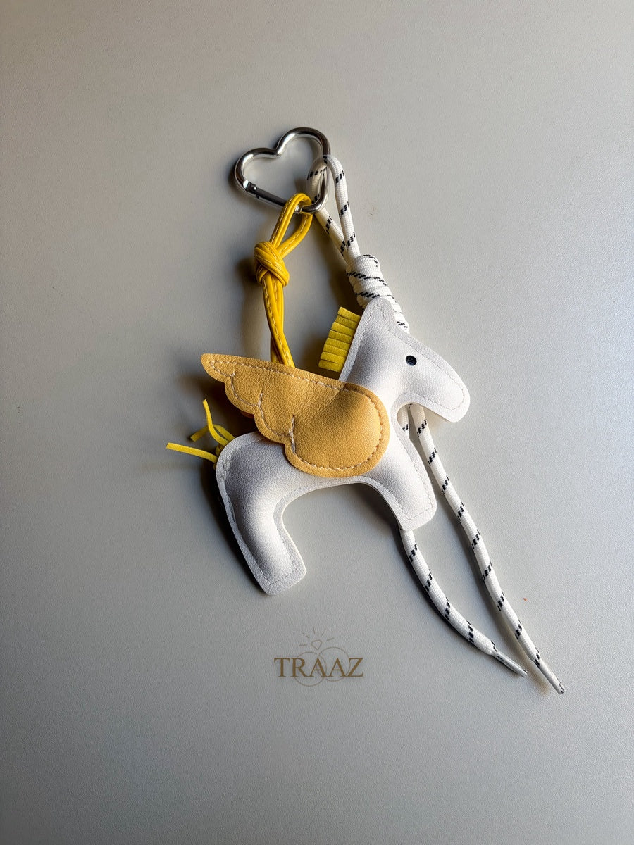 Winged Horse White & Yellow Mini Charm