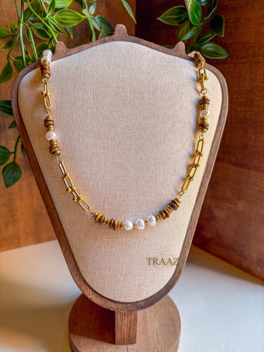 Golden Pearl Mix Necklace