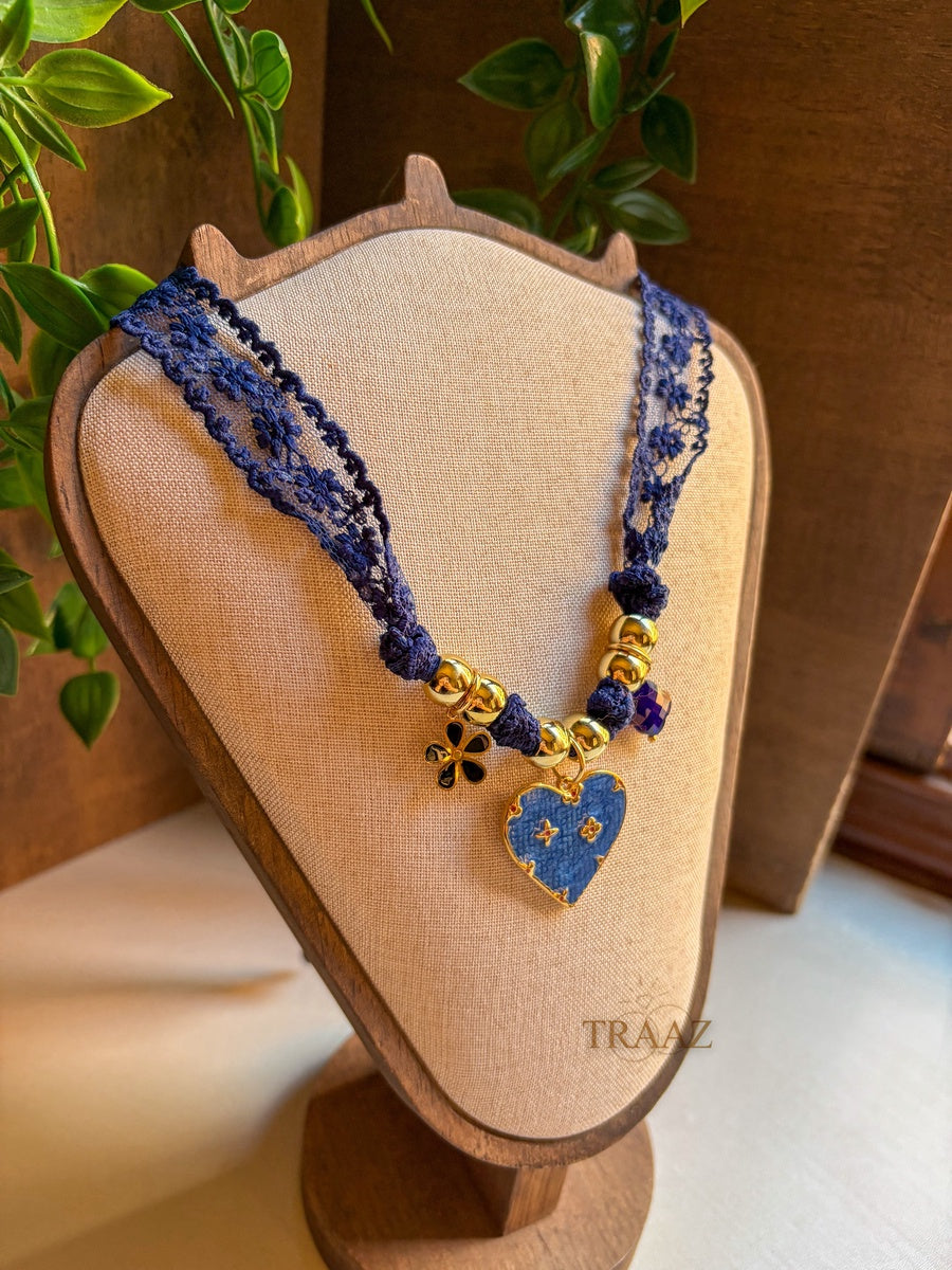 Blue  Heart Glow Necklace