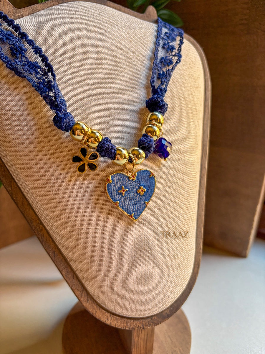 Blue  Heart Glow Necklace