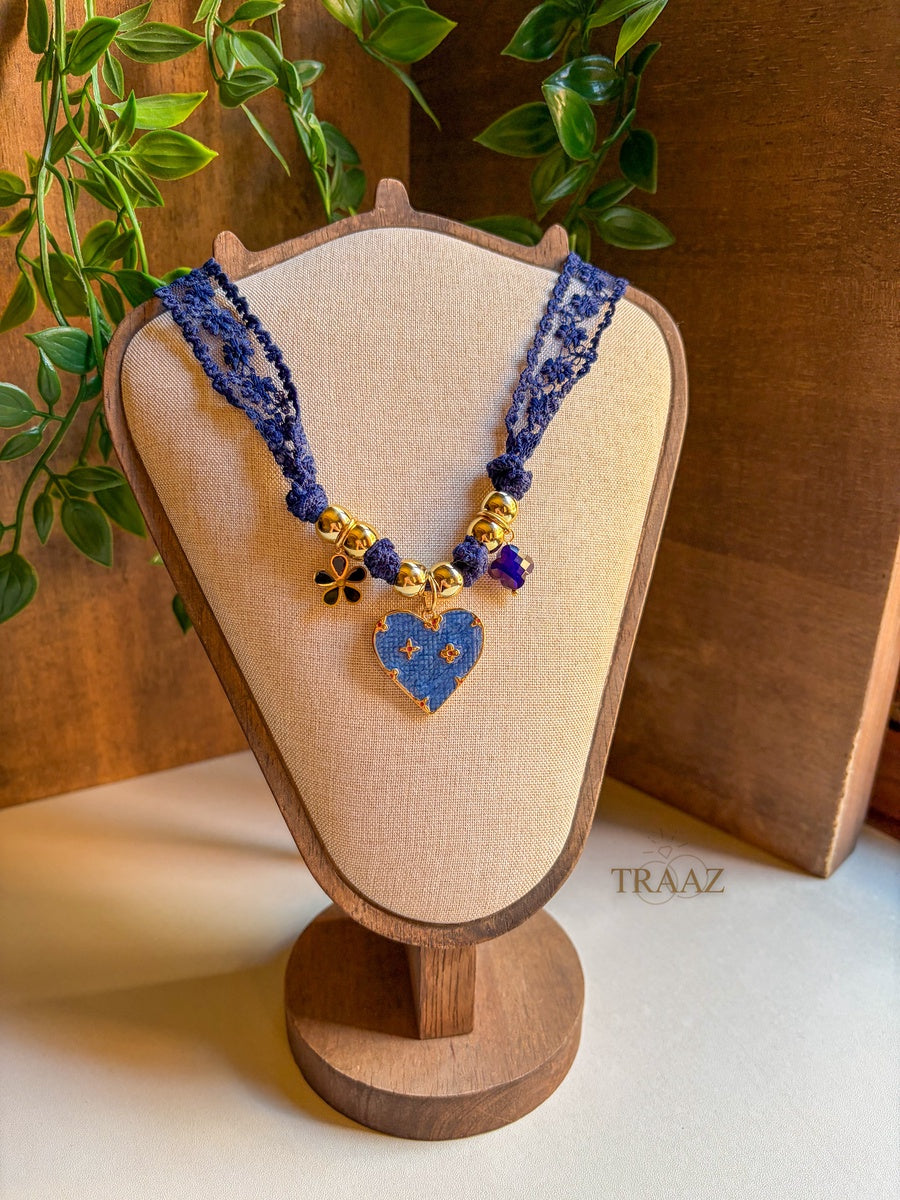 Blue  Heart Glow Necklace