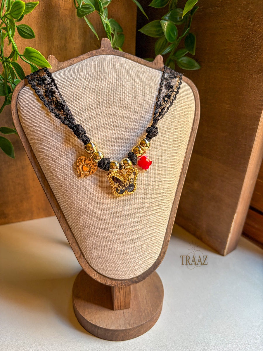 Black Butterfly Charm Necklace