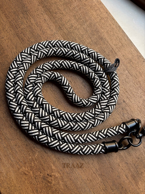 Black X-Pattern Rope Phone Lanyard