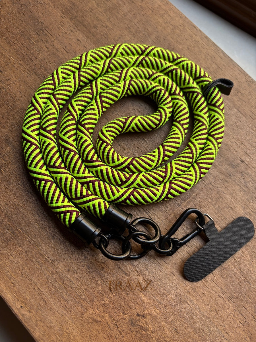 Yellow X-Pattern Rope Phone Lanyard