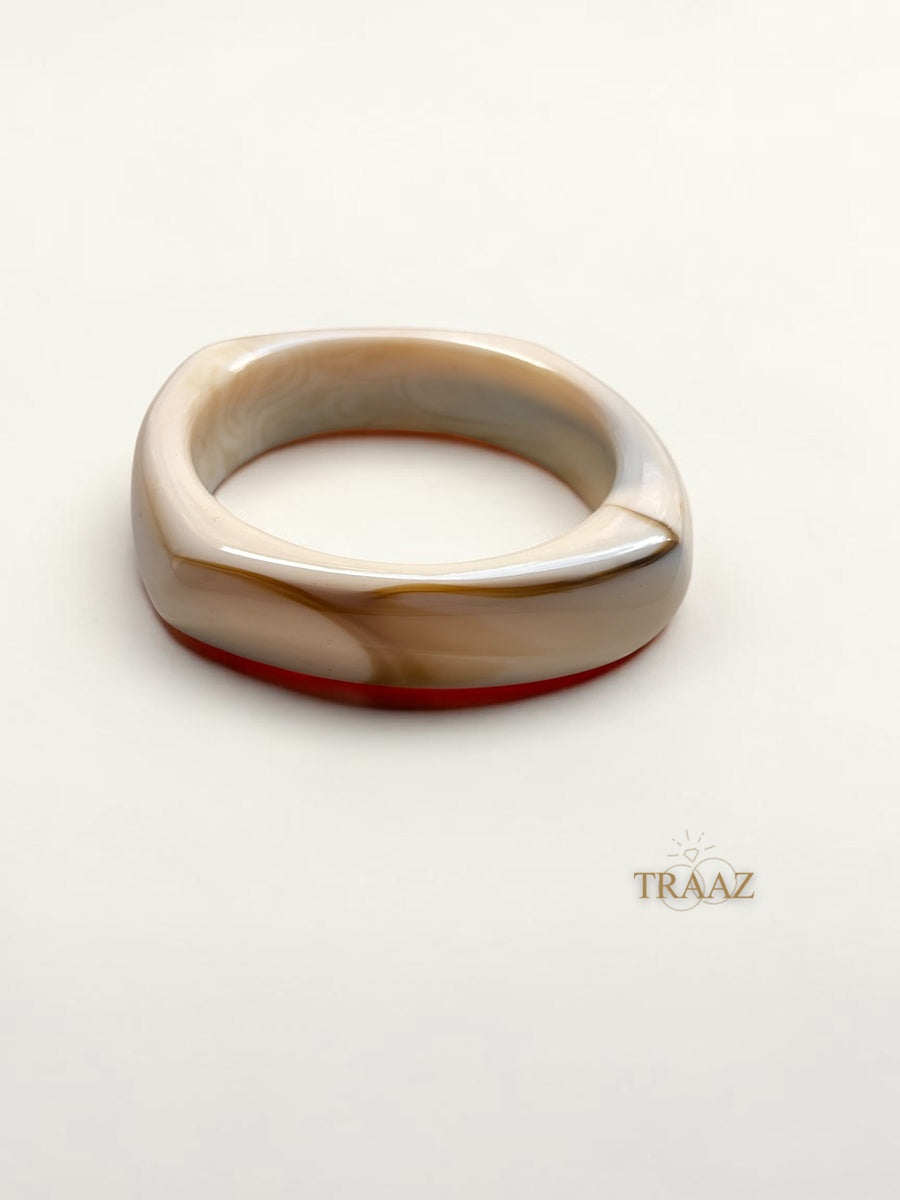 beige Curved  square acrylic bangle