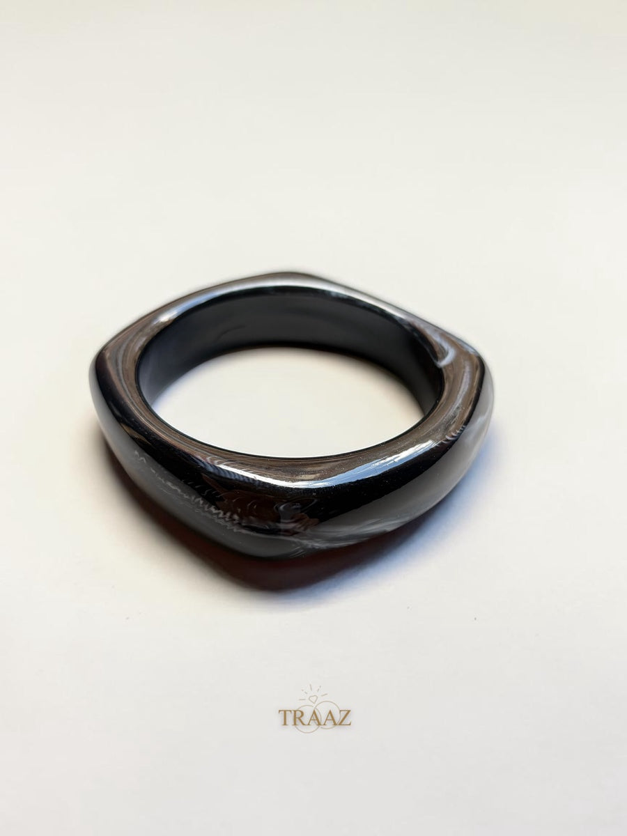 Black  Curved square acrylic bangle
