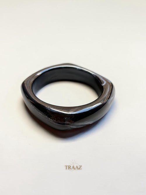 Black  Curved square acrylic bangle