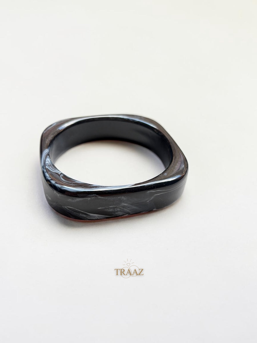Black square acrylic bangle