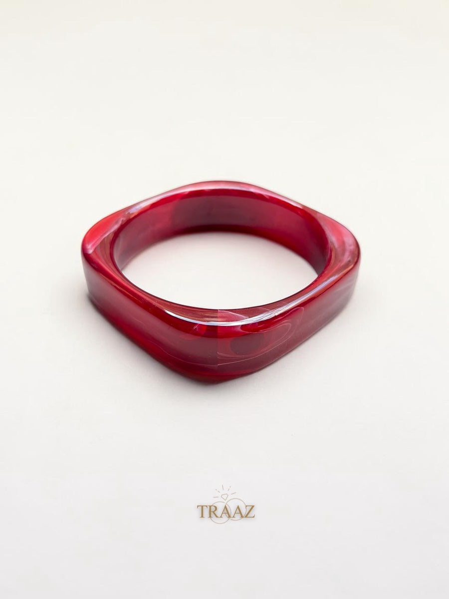 Burgundy square acrylic bangle