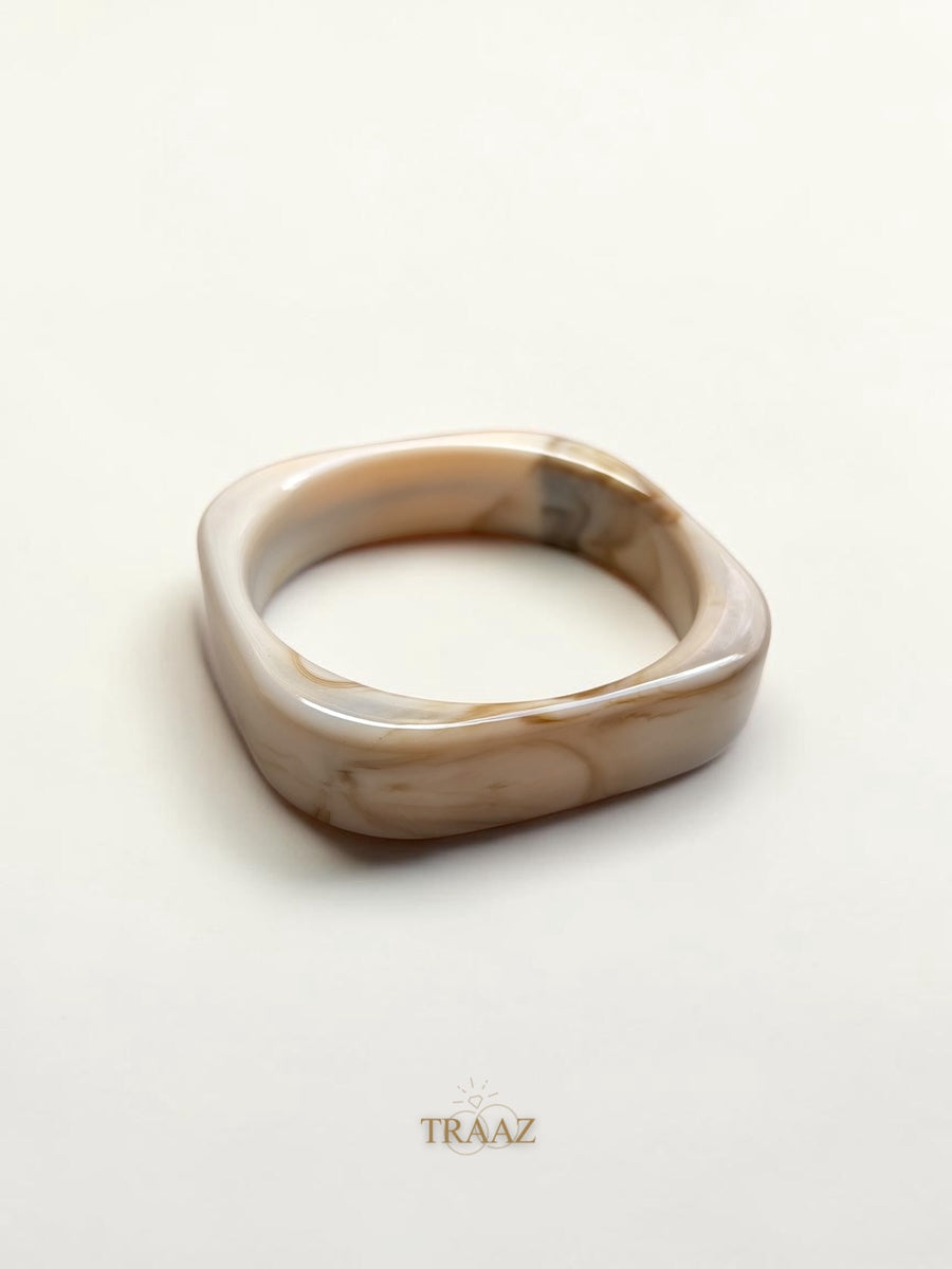 beige square acrylic bangle