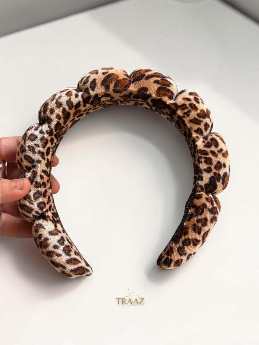 Brown Leopard Bubble Headband