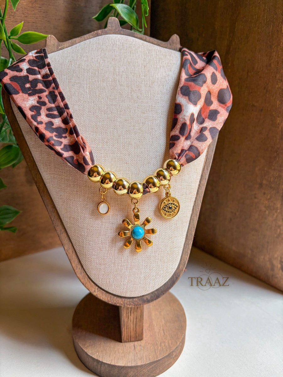 Leopard Charm Scarf Necklace