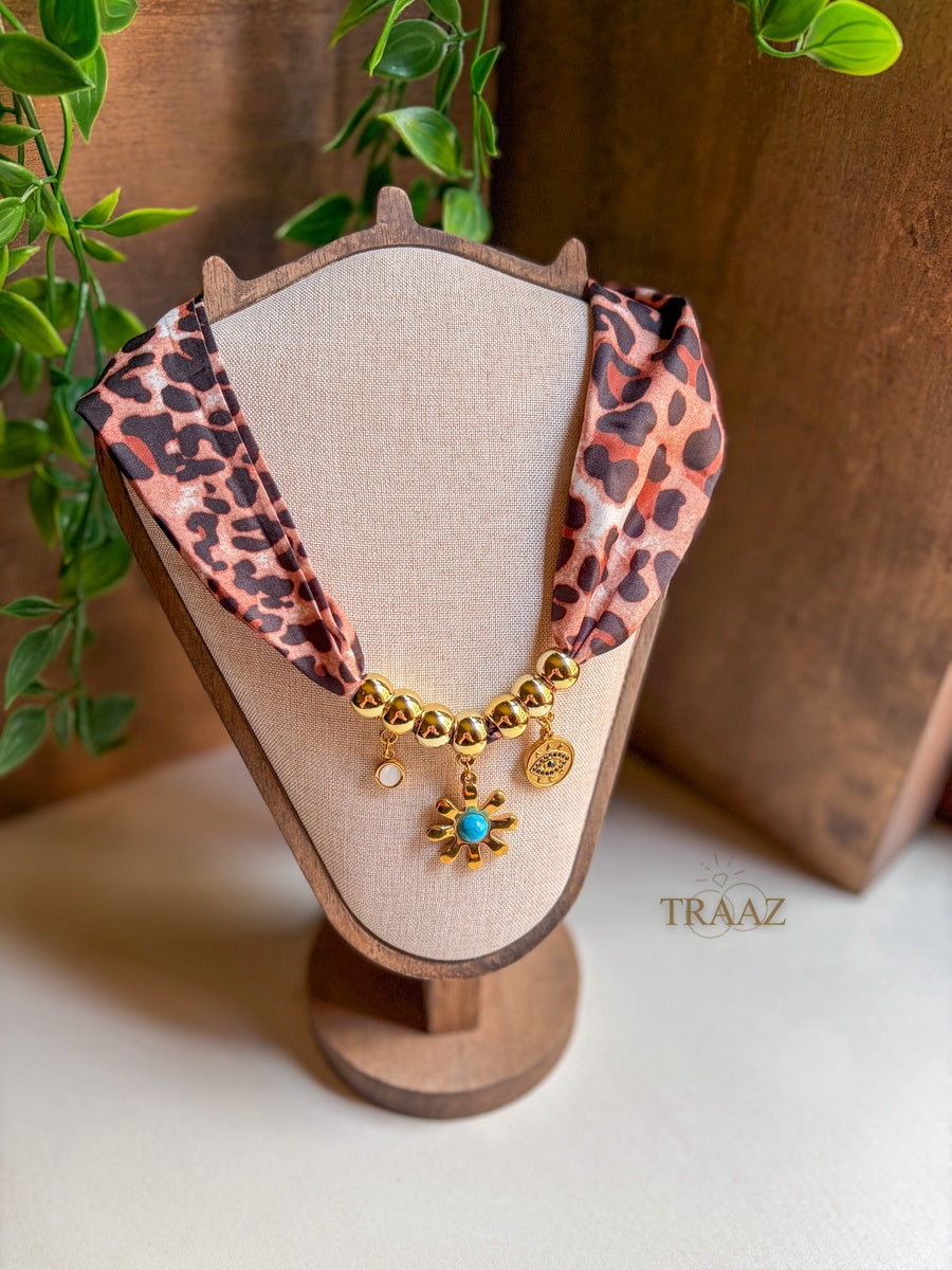 Leopard Charm Scarf Necklace