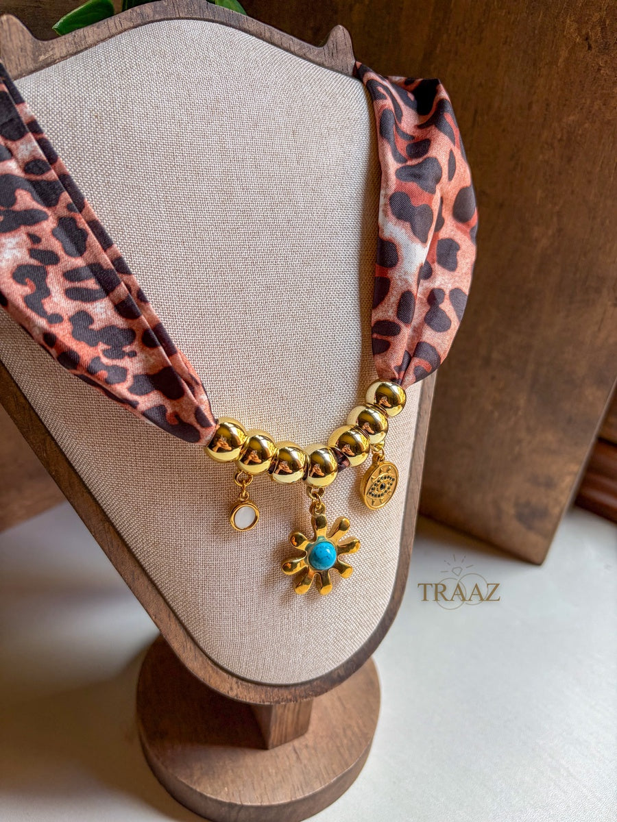Leopard Charm Scarf Necklace
