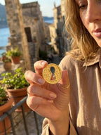   2 gold lock brooch
