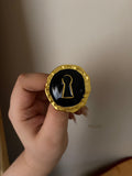 black & gold lock brooch