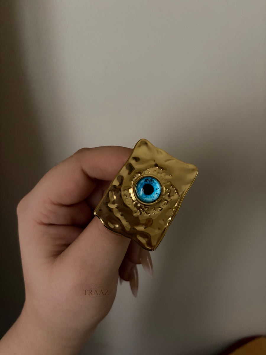 Hammered Evil Eye brooch