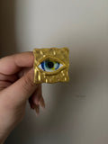 colorful eye gold brooch