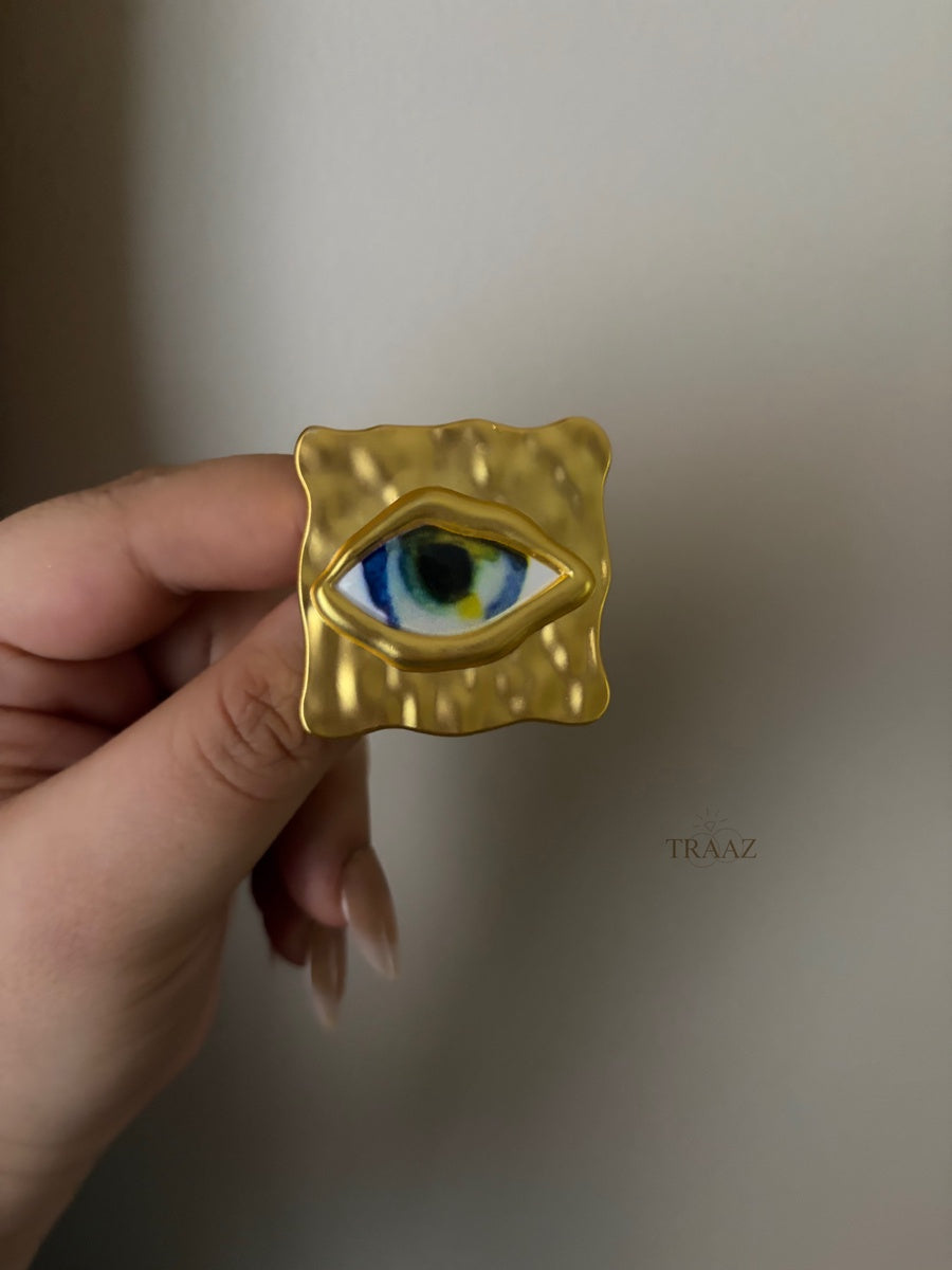 colorful eye gold brooch